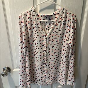 Lands End  red white and  blue blouse